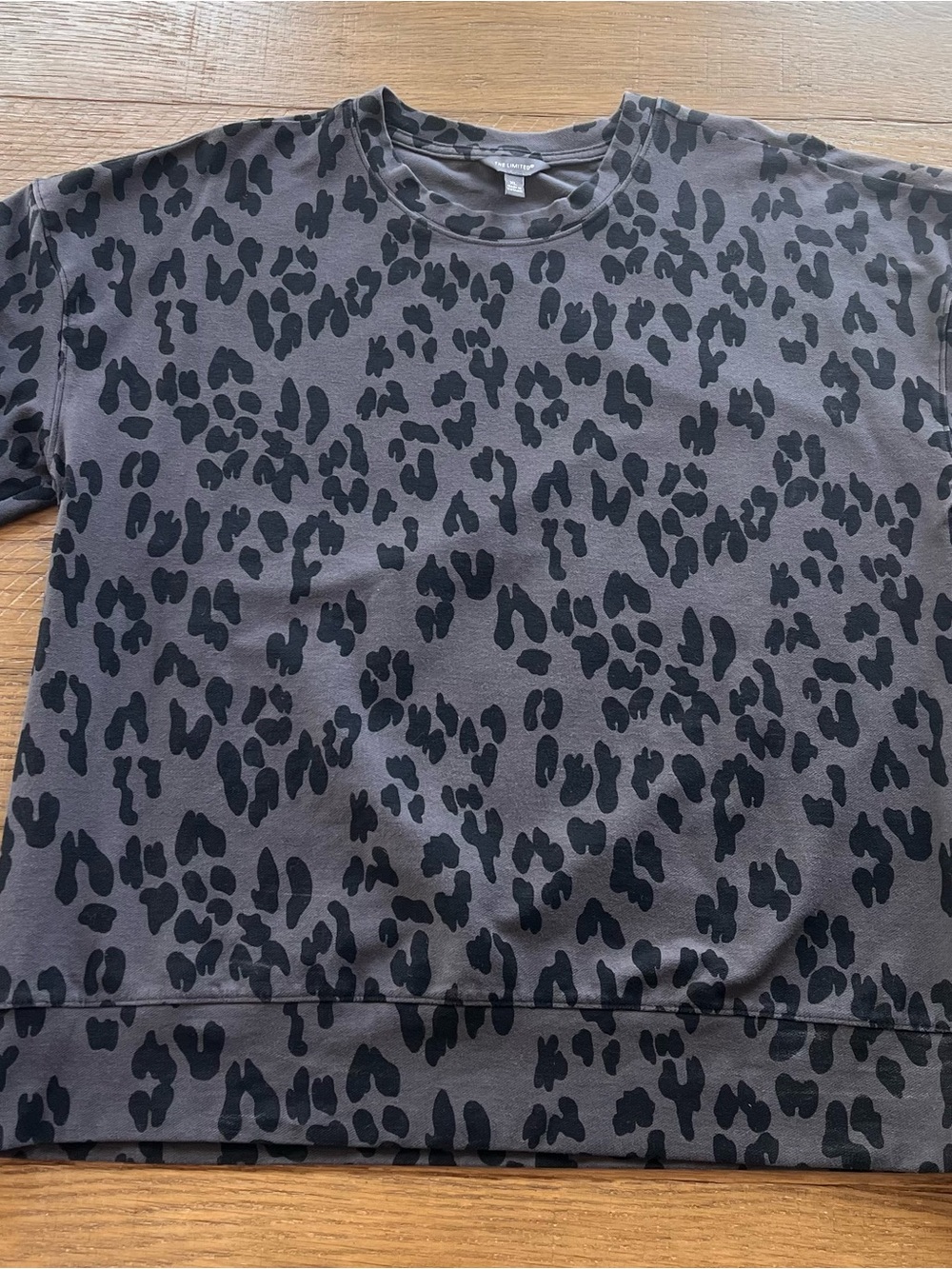 The Limited Gray Crewneck Sweatshirt with Black Leopard Spots